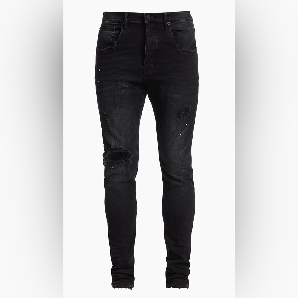 Purple Brand Slim Fit Black Distressed Men's Jeans